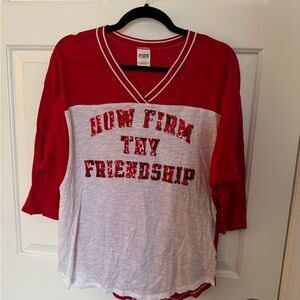 PINK Victoria's Secret Red and White Long Sleeve Tee